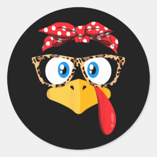 Sticker Rond lunettes d'empreinte de léopard à visage de dinde 