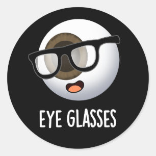 Sticker Rond Lunettes d'yeux amusant pistolet à oeil BG foncé