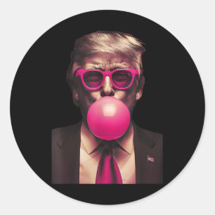 Sticker Rond Lunettes roses Trump Bubble Gum Chemise Vote Prési