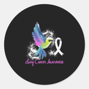 Sticker Rond Lung Awareness Pearl Ribbon