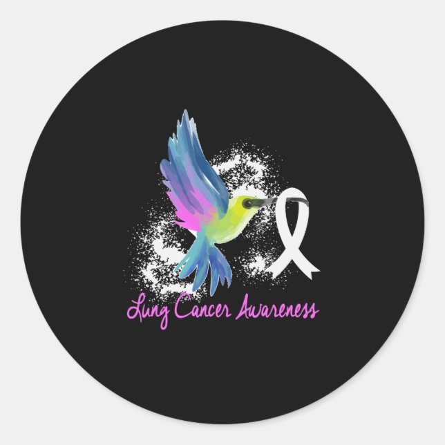 Sticker Rond Lung Cancer Awareness Pearl Ribbon (Devant)