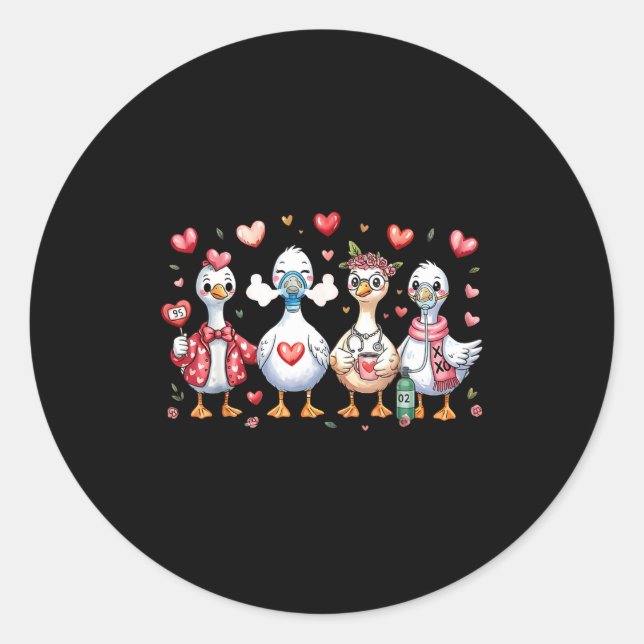 Sticker Rond Lung Squad Resratory Therast Silly Goose Valentine (Devant)