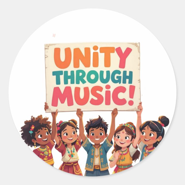 Sticker Rond L'unité par la musique (Devant)