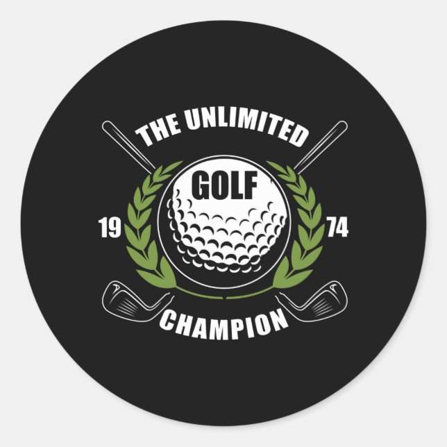 Sticker Rond L'Unlimited 1974 Champion de Golf Lecteur cadeau (Devant)