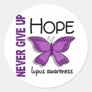 Sticker Rond Lupus n'abandonne jamais le papillon Hope 4.1