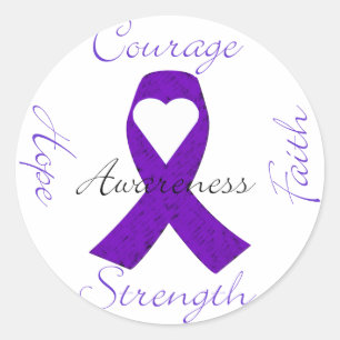 Sticker Rond Lupus Pancréatique Thyroïde violet ruban conscienc