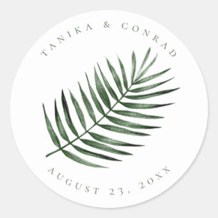 Sticker Rond Lush Palm Leaf Mariage Moss Green ID956