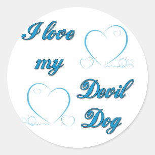 Sticker Rond L'usmc I aiment mon chien de diable