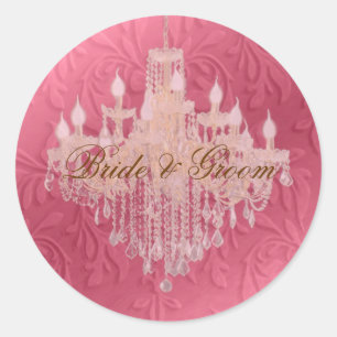 Sticker Rond Lustre au champagne rose/ faux velours baroque