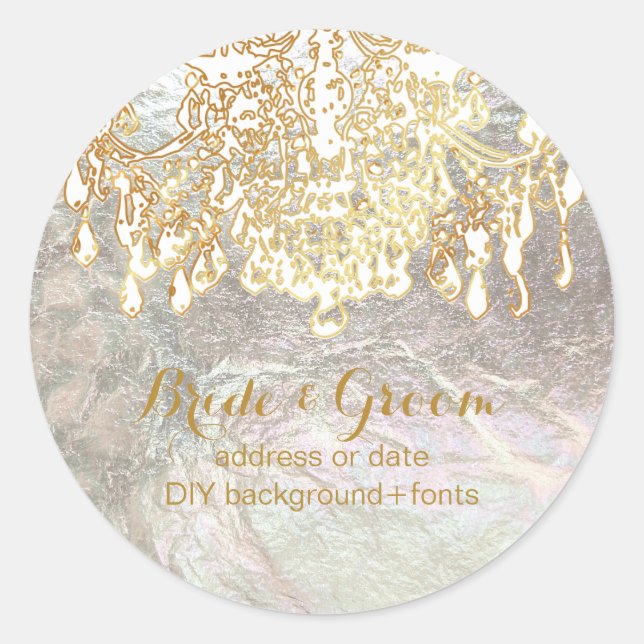 Sticker Rond Lustre en cristal de ton or PixDezines (Devant)