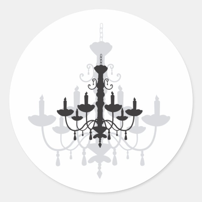 Sticker Rond Lustre en cristal noir gothique et ombre (Devant)