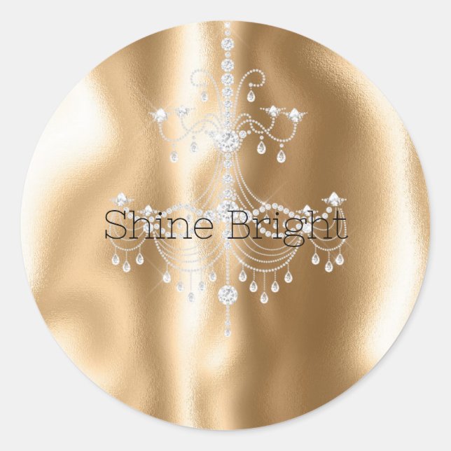 Sticker Rond Lustre en diamant Parties scintillant en or (Devant)