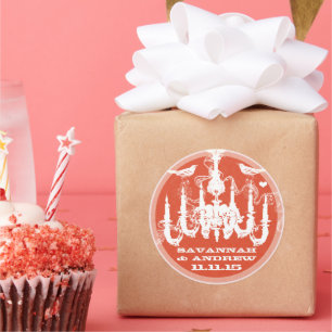 Sticker Rond Lustre Inséparable Vintage Coral Orange