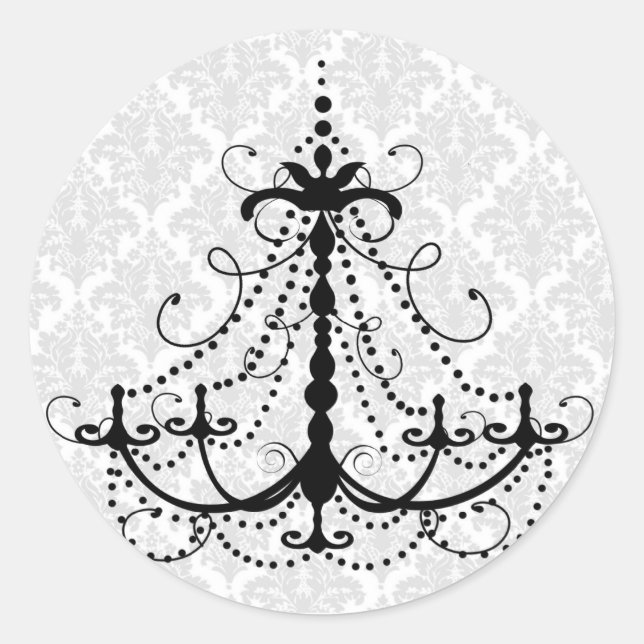 Sticker Rond Lustre noir et damas (Devant)