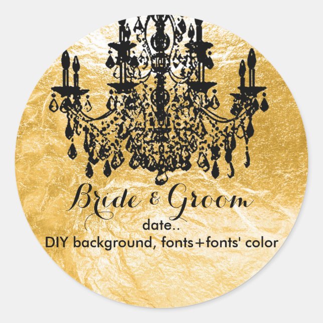 Sticker Rond Lustre PixDezines/fausse feuille d'or (Devant)