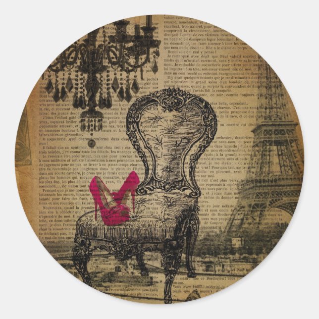 Sticker Rond lustre rococo baroque tour eiffel paris (Devant)
