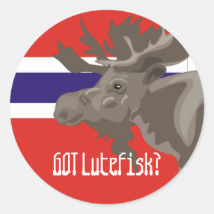 Sticker Rond Lutefisk Elk d'orignal Drôle Norvégien