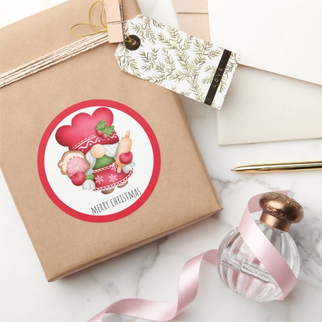 Sticker Rond Lutin de biscuits de Noël (Cadeaux)