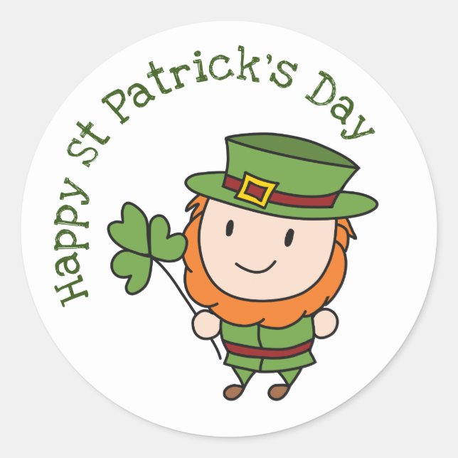 Sticker Rond Lutin de la Saint-Patrick (Devant)