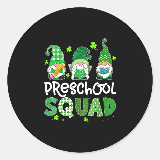 Sticker Rond lutin de l'équipe de maternelle enseignant trèfle  (Devant)
