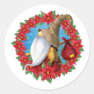 Sticker Rond Lutin de Noël nordique