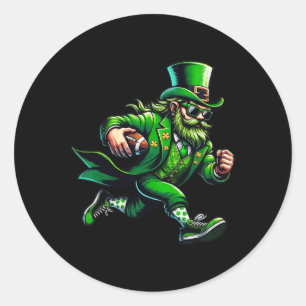 Sticker Rond Lutin jouant au football Jour de la Saint-Patrick 