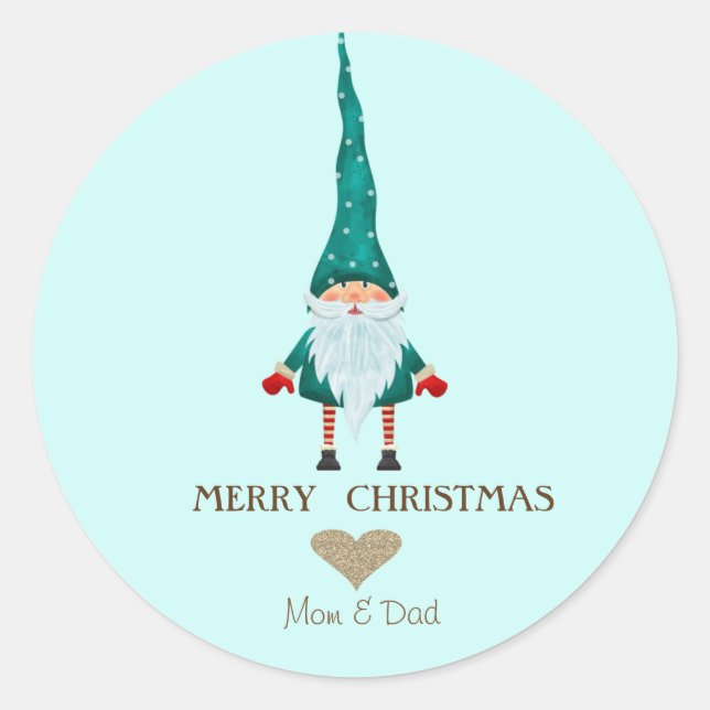 Sticker Rond Lutin Nordique Joyeux Noël (Devant)