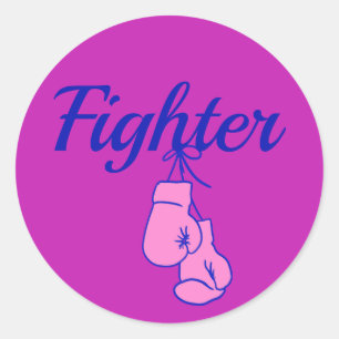Sticker Rond Lutte contre le cancer du sein - Sac Gants de boxe