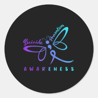 Sticker Rond Lutte Contre Le Suicide De La libellule Rose Et Le