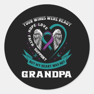 Sticker Rond Lutte Contre Le Suicide De L'Aile De Ruban Violet