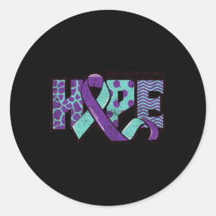 Sticker Rond Lutte Contre Le Suicide Ribbo Turquoise Et Violet