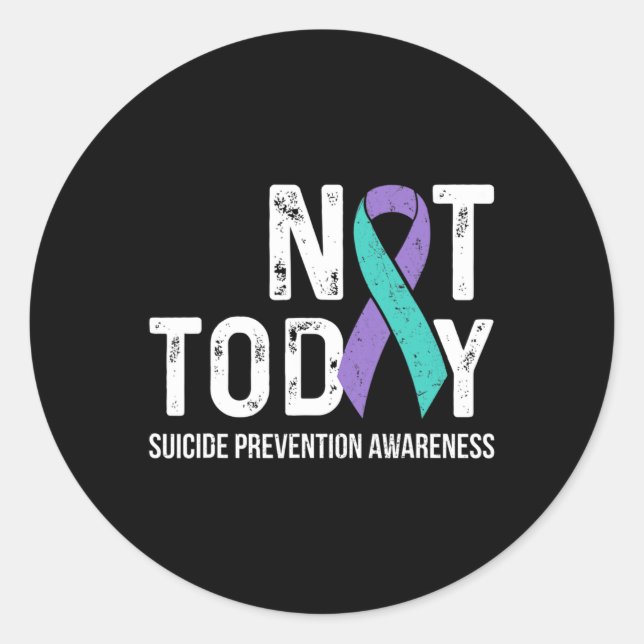 Sticker Rond Lutte Contre Le Suicide Ribbo Turquoise Et Violet (Devant)
