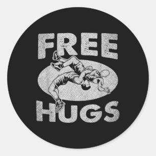 Sticker Rond Lutte - Funny Free Hugs Lutte