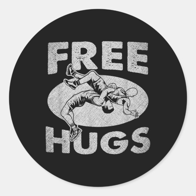 Sticker Rond Lutte - Funny Free Hugs Lutte (Devant)