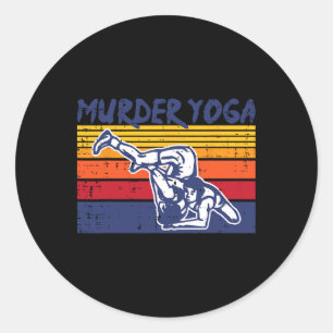 Sticker Rond Lutte Meurtre Yoga Rétro Lutteur Jiu Jitsu Femme