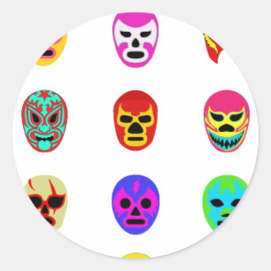 Sticker Rond Lutte mexicaine de masque de Lucha Libre