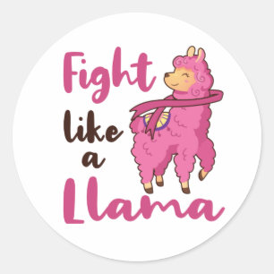 Sticker Rond Lutter comme une Llama Cancer du sein guerrier