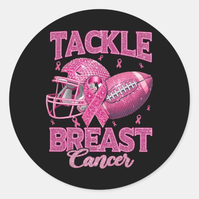 Sticker Rond Lutter Contre Cancer Sein Awareness Football Améri (Devant)
