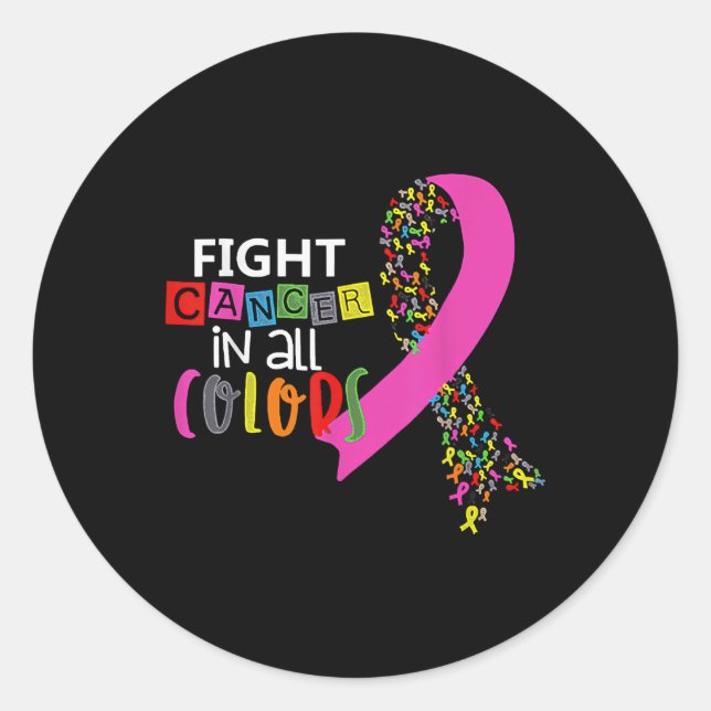 Sticker Rond Lutter contre le cancer dans toutes les couleurs R (Devant)