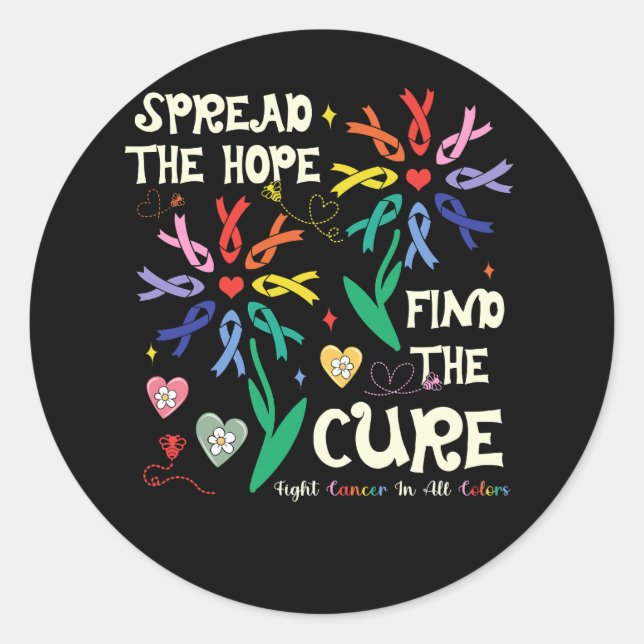 Sticker Rond Lutter contre le cancer dans toutes les couleurs R (Devant)