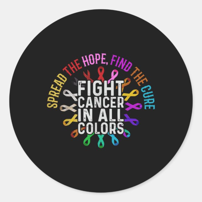 Sticker Rond Lutter Contre Le Cancer De Toutes Les Couleurs - F (Devant)