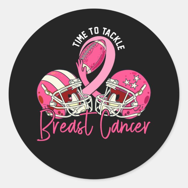 Sticker Rond Lutter Contre Le Cancer Du Sein Casque De Football (Devant)