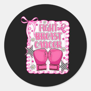 Sticker Rond Lutter Contre Le Cancer Du Sein Gants De Boxe De R