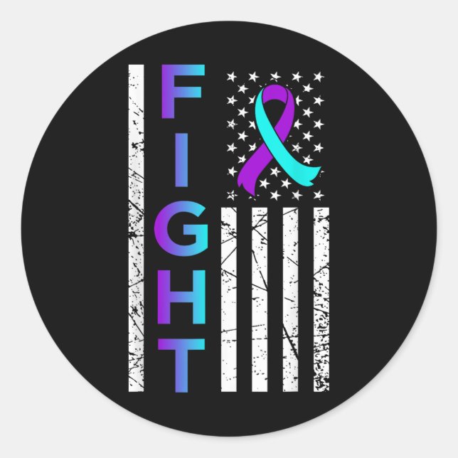 Sticker Rond Lutter contre le drapeau américain Joyeux soutien  (Devant)