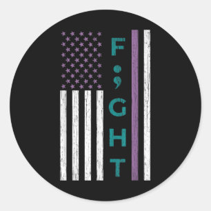Sticker Rond Lutter contre le semicolon Drapeau Sensibilisation
