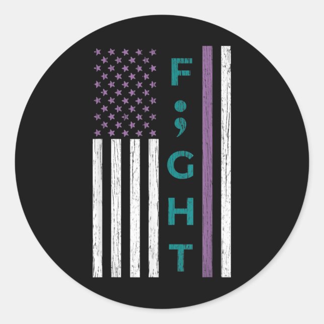 Sticker Rond Lutter contre le semicolon Drapeau Sensibilisation (Devant)