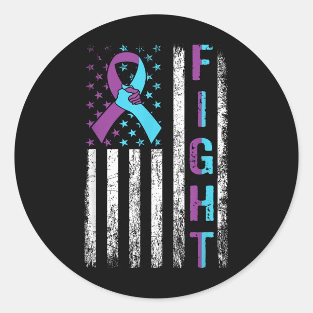 Sticker Rond Lutter contre le suicide drapeau américain violet  (Devant)