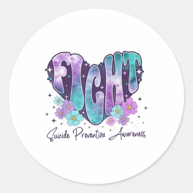 Sticker Rond Lutter contre le suicide Sensibilisation Ruban Coe (Devant)