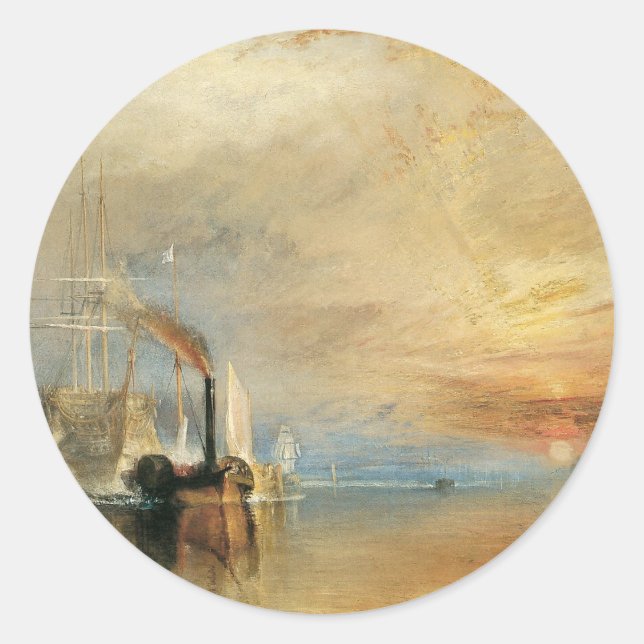 Sticker Rond Lutter contre le Téméraire par Joseph Turner, Art  (Devant)