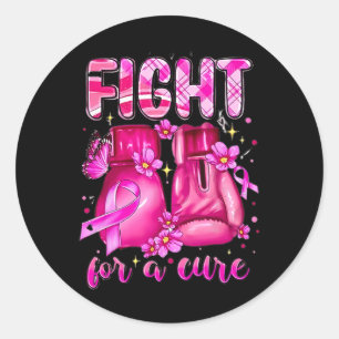 Sticker Rond Lutter Pour Un Cure Rose Gants En Boxe Cancer Du S